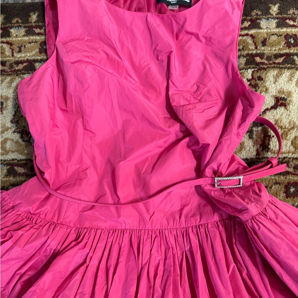 Karl Lagerfeld Hot Pink Fit-and-Flare Dress - Picture 4 of 9